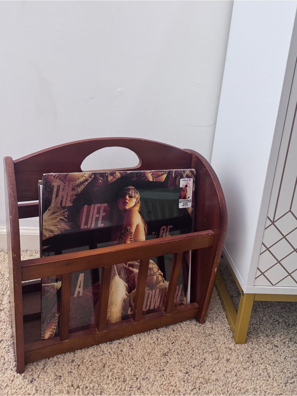 Vintage Wooden Magazine Rack - Brown